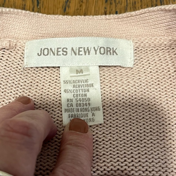 JONES NEW YORK Pink Argyle Cardigan – Size M - Picture 2 of 7
